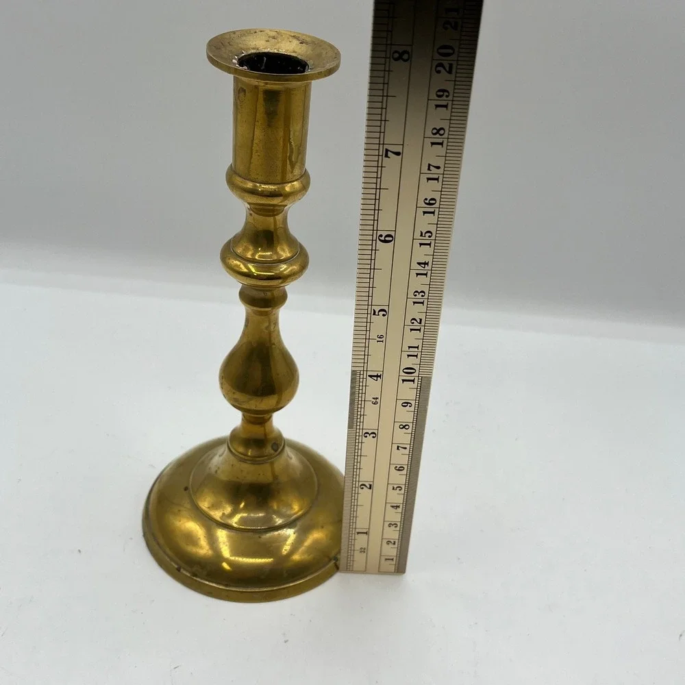 Vintage‎ Solid Brass Taper Candlestick Holder 7.5 Inch Baluster Stem Heavy